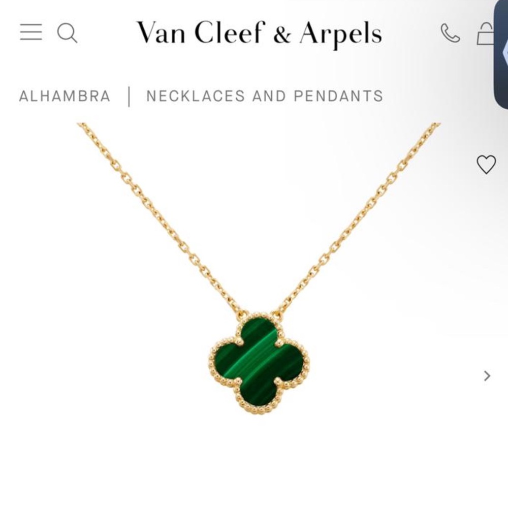 Van Cleef & Arpels Gold and Green Alhambra Necklace